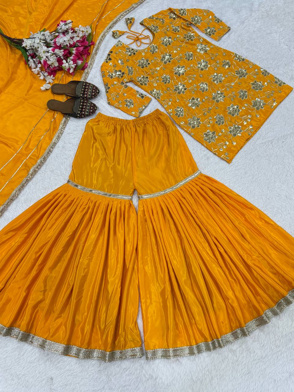 Luxe Mustard Embellished Haldi Ensemble
